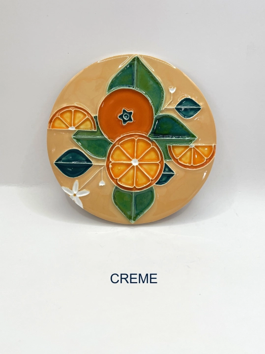 Ręcznie robiona podstawka ceramiczna z motywem pomarańczy